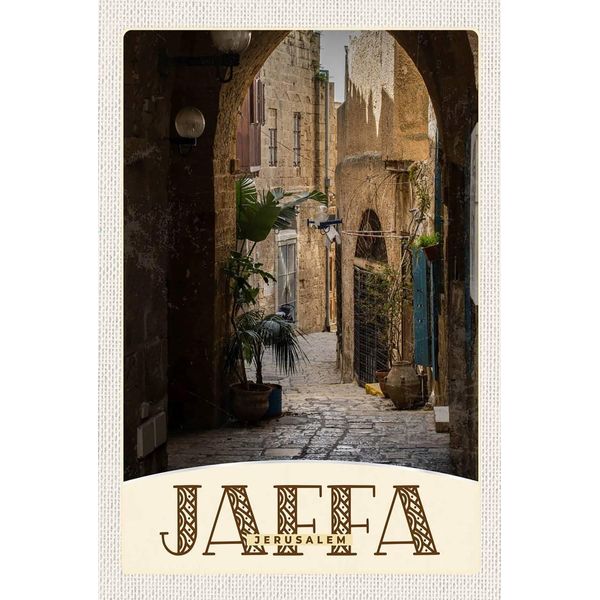 Vianmo Insegna In Legno 18X12 Cm Jaffa Jerusalem Israel Stadt Weg-image