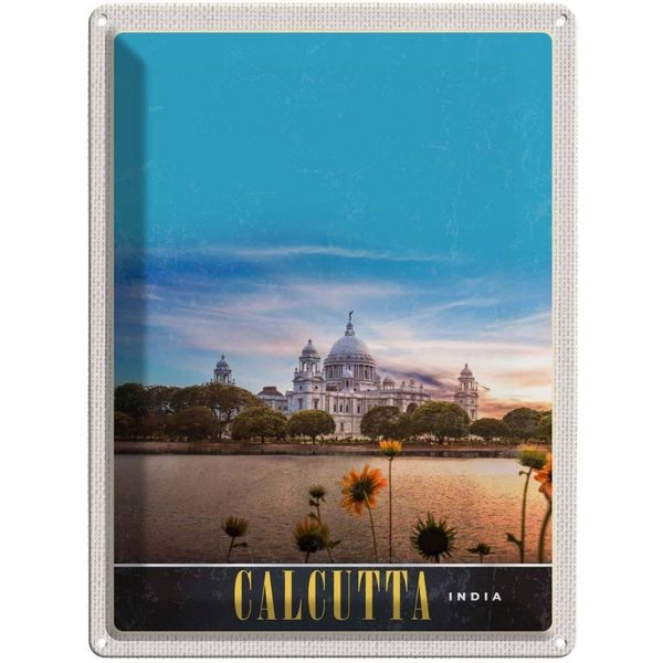 Vianmo Insegna Di Latta 40X30 Cm Calcutta Indien Meer Architektur Trip-image