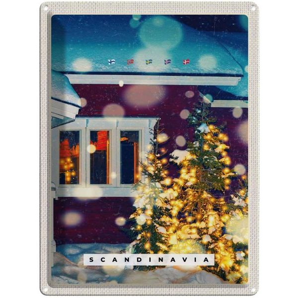 Vianmo Insegna Di Latta 40X30 Cm Skandinawien Winterzeit Weihnachten-image