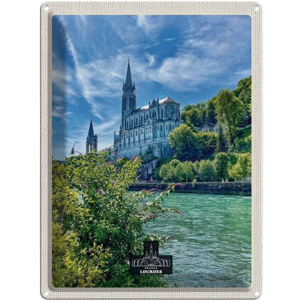 Vianmo Insegna Di Latta 40X30 Cm Frankreich Lourdes Meer Kirche Natur-image