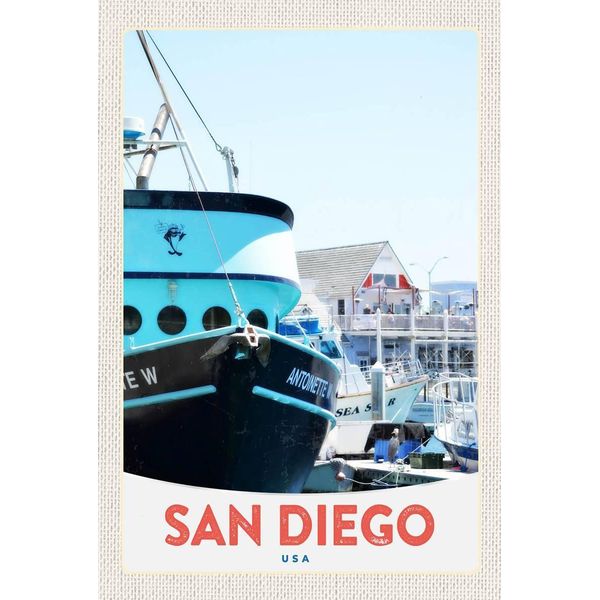 Vianmo Insegna In Legno 18X12 Cm San Diego Usa Amerika Yacht Meer-image