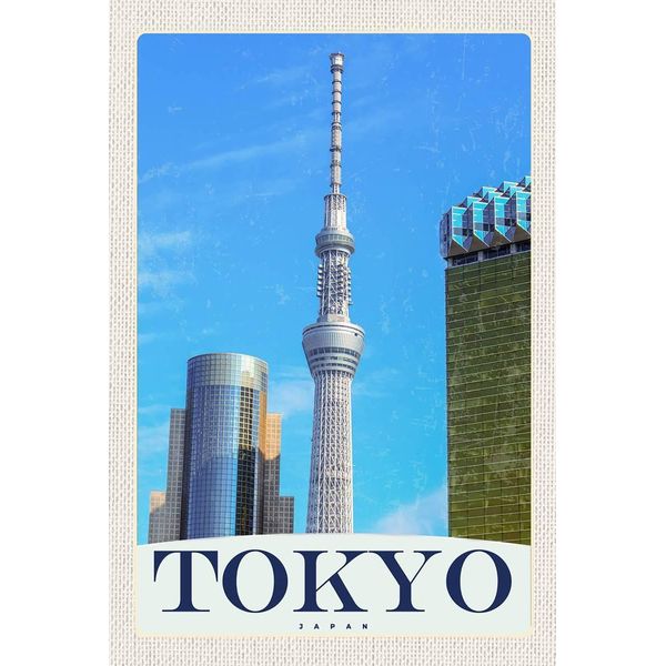 Vianmo Insegna In Legno 18X12 Cm Tokio Stadt Hochhaus Asien-image