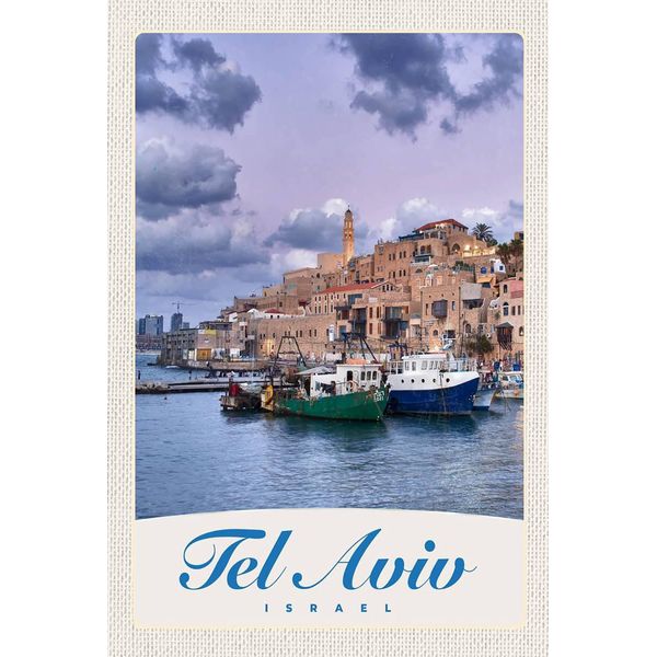 Vianmo Insegna In Legno 18X12 Cm Tel Aviv Stadt Meer Boote-image