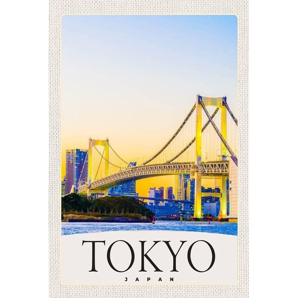 Vianmo Insegna In Legno 18X12 Cm Tokio Asien Japan BrüCke Hochhaus-image
