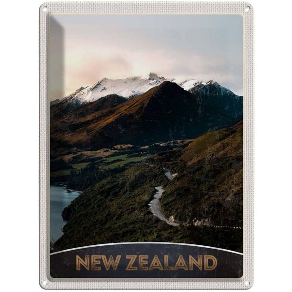 Vianmo Insegna Di Latta 40X30 Cm Neuseeland Gebirge Insel Stadt StraßE-image