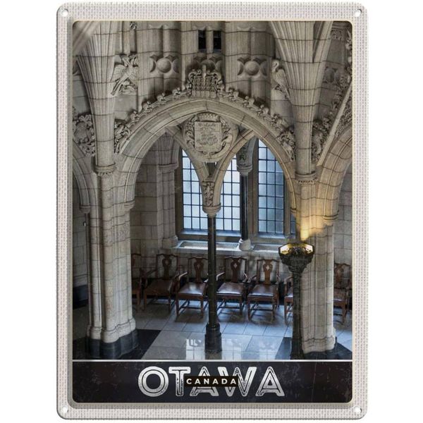 Vianmo Insegna Di Latta 40X30 Cm Otawa Kanada Kirche Innen Skulptur-image