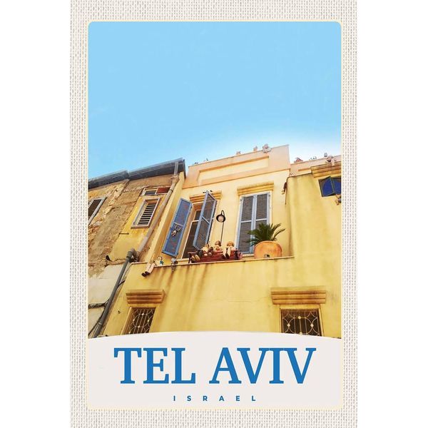 Vianmo Insegna In Legno 18X12 Cm Tel Aviv Israel Stadt GebäUde-image