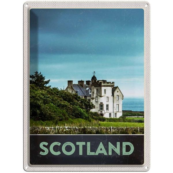 Vianmo Insegna Di Latta 40X30 Cm Schottland Europa Natur Wiese Haus-image
