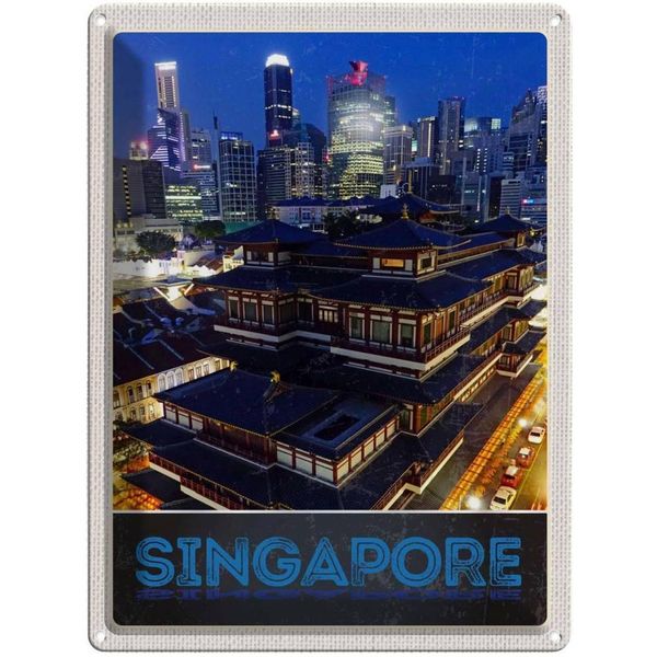 Vianmo Insegna Di Latta 40X30 Cm Singapur Stadt Asien Hochhaus Indien-image