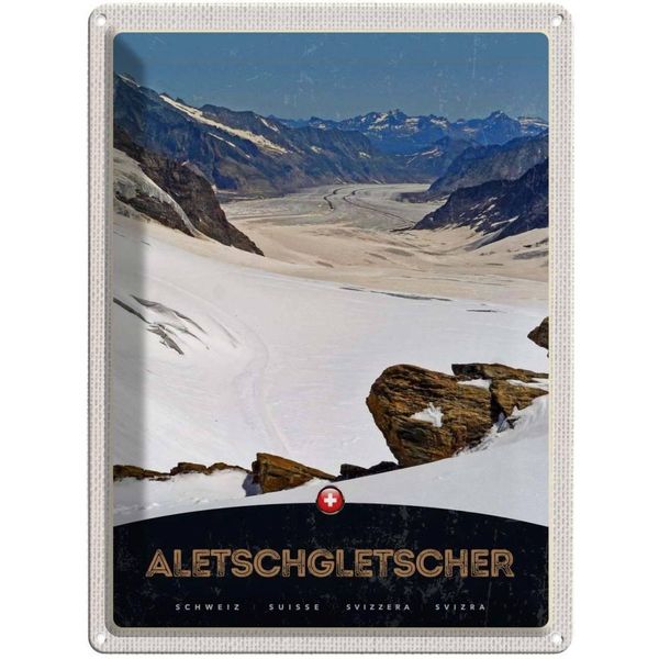 Vianmo Insegna Di Latta 40X30 Cm Aletschgletsch Schweiz Schnee Natur-image