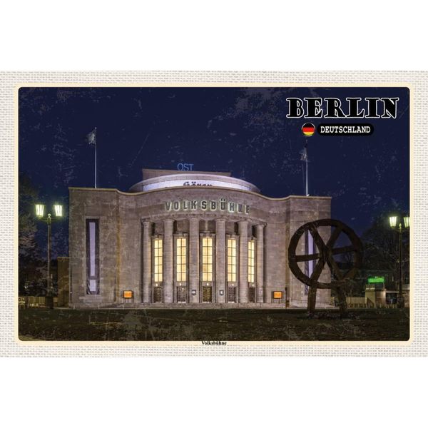 Vianmo Insegna In Legno 12X18 Cm Berlin VolksbüHne-image