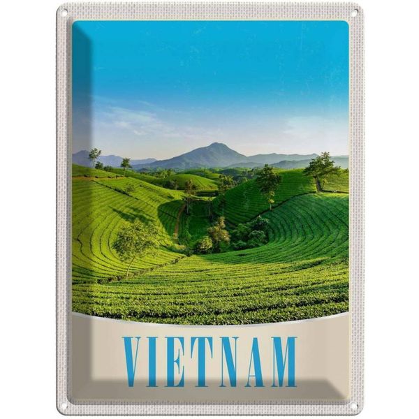 Vianmo Insegna Di Latta 40X30 Cm Vietnam Natur Wiese Ackkerbau BäUme-image