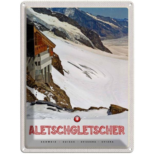Vianmo Insegna Di Latta 40X30 Cm Aletschgletsch Schweiz Schnee Winter-image