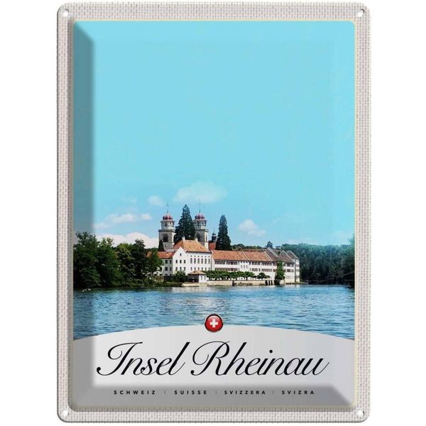 Vianmo Insegna Di Latta 40X30 Cm Insel Rheinau Europa Kirche-image