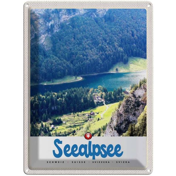 Vianmo Insegna Di Latta 40X30 Cm Seealpsee Schweiz Natur WäLder See-image