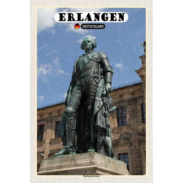 Vianmo Insegna In Legno 18X12 Cm Erlangen Markgrafenstatue-image