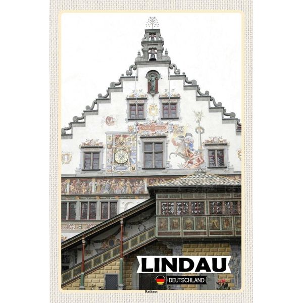 Vianmo Insegna In Legno 18X12 Cm Lindau Rathaus-image