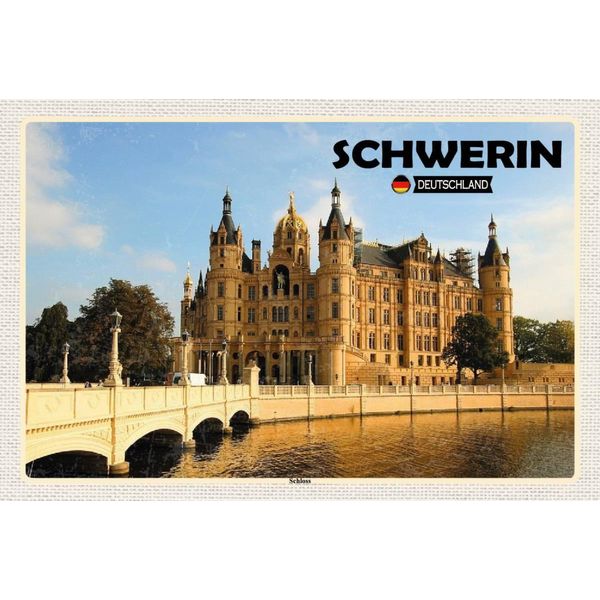 Vianmo Insegna In Legno 12X18 Cm Schwerin Schloss-image