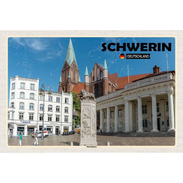 Vianmo Insegna In Legno 12X18 Cm Schwerin Marktplatz-image