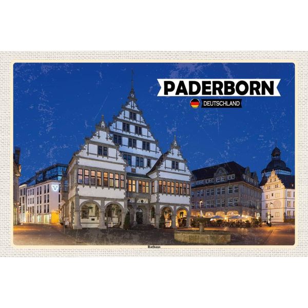 Vianmo Insegna In Legno 12X18 Cm Paderborn Rathaus Altstadt-image