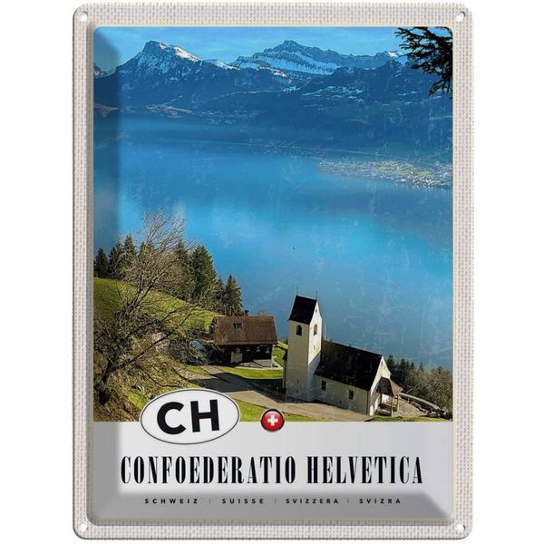 Vianmo Insegna Di Latta 40X30 Cm Confoederatio Helvetica Kirche Natur-image