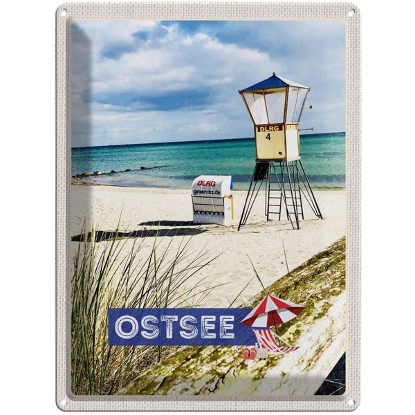 Vianmo Insegna Di Latta 40X30 Cm Ostsee Strand Rettungsschwimmer-image