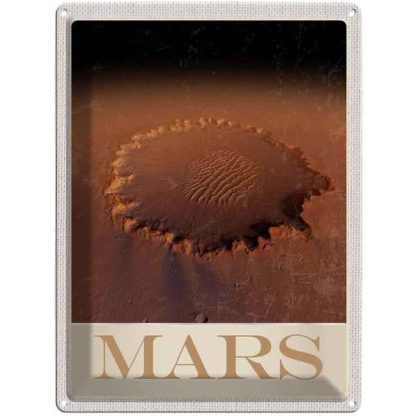 Vianmo Insegna Di Latta 40X30 Cm Mars Weltraum Abdruck Roter Planet-image