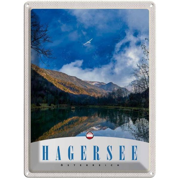 Vianmo Insegna Di Latta 40X30 Cm Hagersee ÖSterreich Europa Natur Wald-image