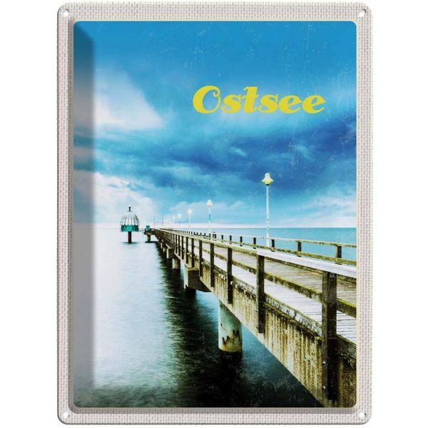 Vianmo Insegna Di Latta 40X30 Cm Ostsee Deutschland Gehweg Meer Strand-image