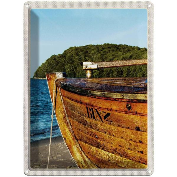 Vianmo Insegna Di Latta 40X30 Cm Binz Strand Meer Gebirge WäLder Boot-image
