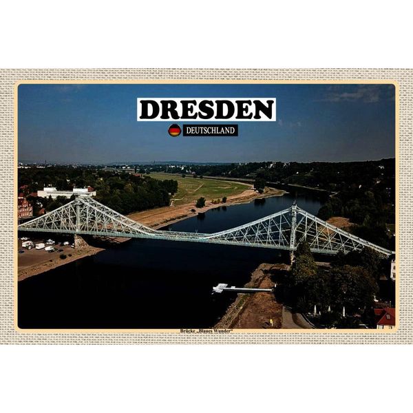 Vianmo Insegna In Legno 12X18 Cm Dresden BrüCke Blaues Wunder-image