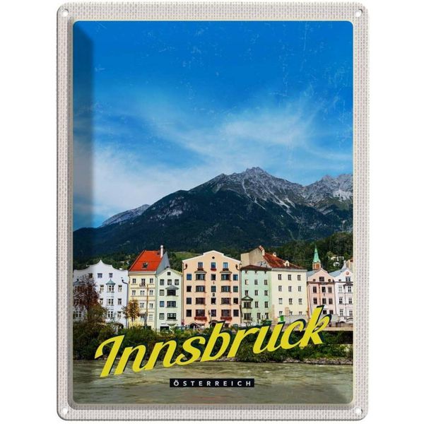 Vianmo Insegna Di Latta 40X30 Cm Innsbruck Gebirge Natur Aussicht Stadt-image