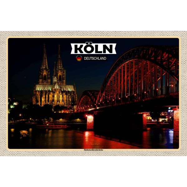 Vianmo Insegna In Legno 12X18 Cm KöLn HohenzollernbrüCke Nacht-image