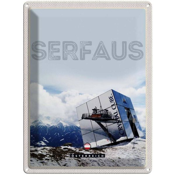Vianmo Insegna Di Latta 40X30 Cm Serfaus ÖSterreich Schnee Winterzeit-image