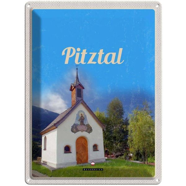 Vianmo Insegna Di Latta 40X30 Cm Pitztal Kirche ÖSterreich Natur-image