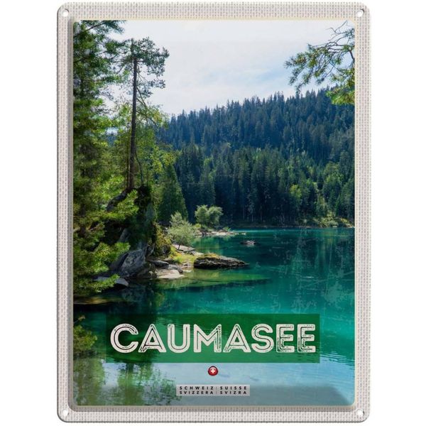 Vianmo Insegna Di Latta 40X30 Cm Caumasee Schweiz Berge WäLder Natur-image