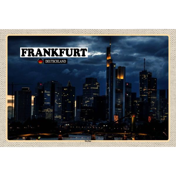 Vianmo Insegna In Legno 12X18 Cm Frankfurt Skyline Wolkenkratzer-image