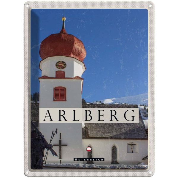 Vianmo Insegna Di Latta 40X30 Cm Arlberg ÖSterreich Kirche Skulptur-image