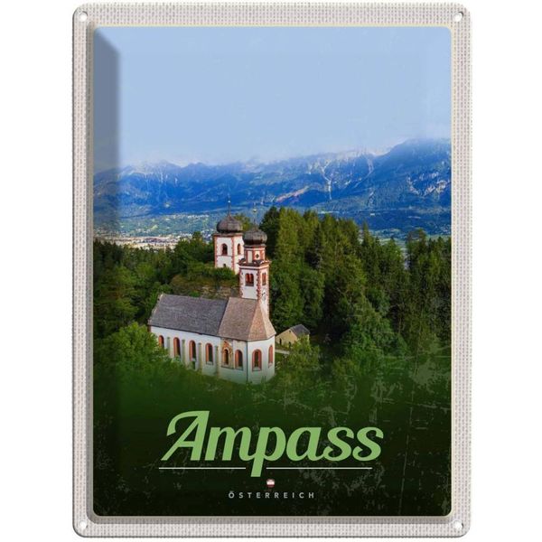 Vianmo Insegna Di Latta 40X30 Cm Ampass ÖSterreich Kirche Im Wald Natur-image