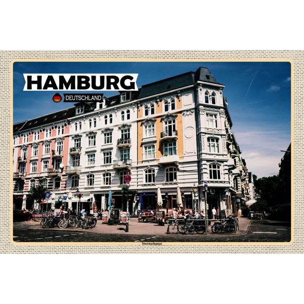 Vianmo Insegna In Legno 12X18 Cm Hamburg Sternschanze Altstadt-image