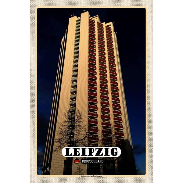 Vianmo Insegna In Legno 18X12 Cm Leipzig Wintergartenhochhaus-image