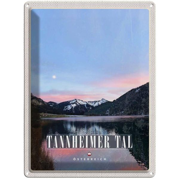 Vianmo Insegna Di Latta 40X30 Cm Tannheimer Tal See Natur Sonnenaufgang-image