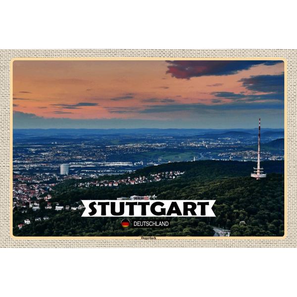 Vianmo Insegna In Legno 12X18 Cm Stuttgart Blick Auf Degerloch-image