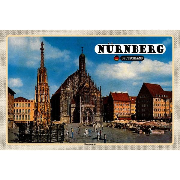 Vianmo Insegna In Legno 12X18 Cm NüRnberg Hauptmarkt GemäLde-image