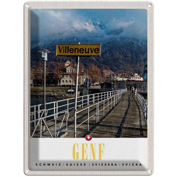 Vianmo Insegna Di Latta 40X30 Cm Villeneuve-Genf Schweiz Wandern-image
