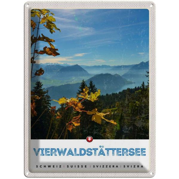 Vianmo Insegna Di Latta 40X30 Cm VierwaldstäTtersee Wanderung Natur-image