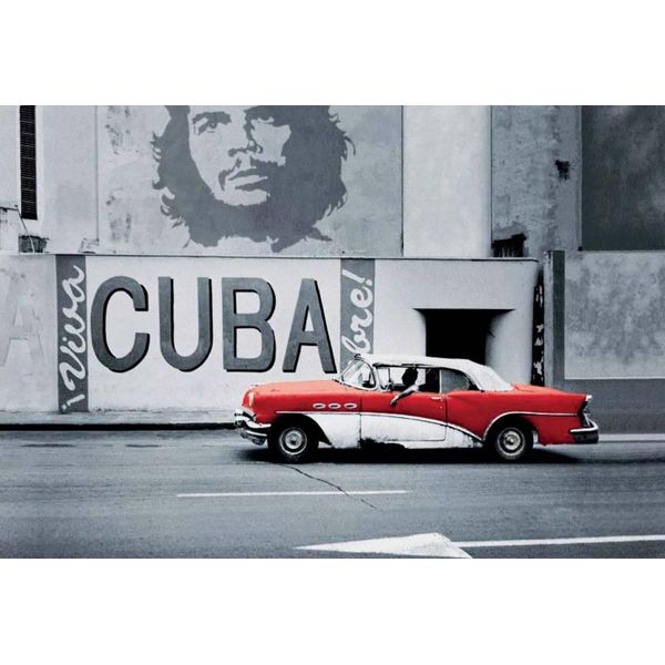 Vianmo Insegna In Legno 20X30 Cm Cuba Guevara Auto Rot Oldtimer-image