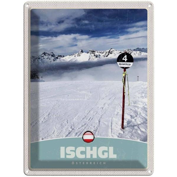 Vianmo Insegna Di Latta 40X30 Cm Ischgl ÖStereich Schnee Berge-image