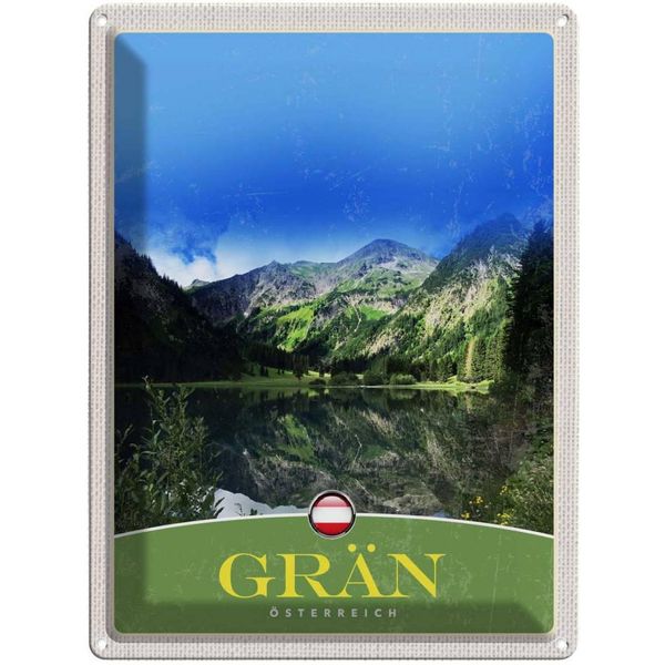Vianmo Insegna Di Latta 40X30 Cm GräN ÖSterreich WäLder See Natur Berg-image