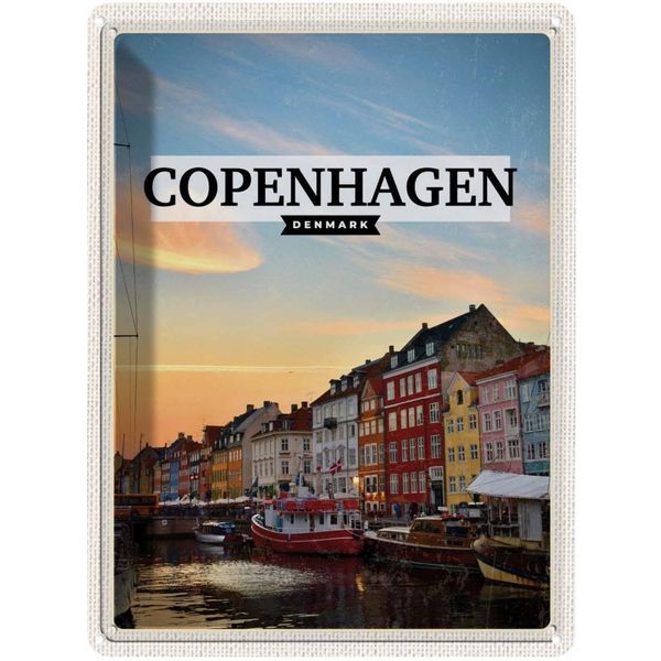Vianmo Insegna Di Latta 40X30 Cm Copenhagen Denmark Sonnenuntergang-image